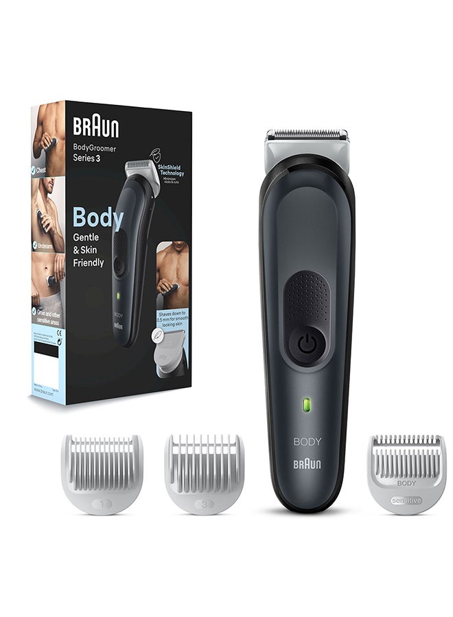 Body Groomer 3 Full body with SkinShield technology, Sensitive Comb, NiMH battery with 80min runtime, waterproof & 3 tools - BG 3340 Multicolor
