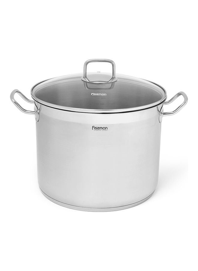 Stainless Steel Stockpot With Glass Lid Silver 30cm