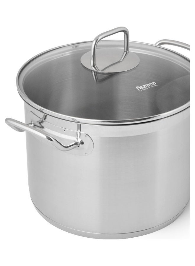 Stainless Steel Stockpot With Glass Lid Silver 30cm