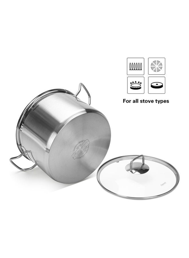 Stainless Steel Stockpot With Glass Lid Silver 30cm