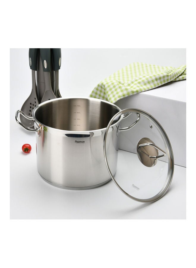 Stainless Steel Stockpot With Glass Lid Silver 30cm