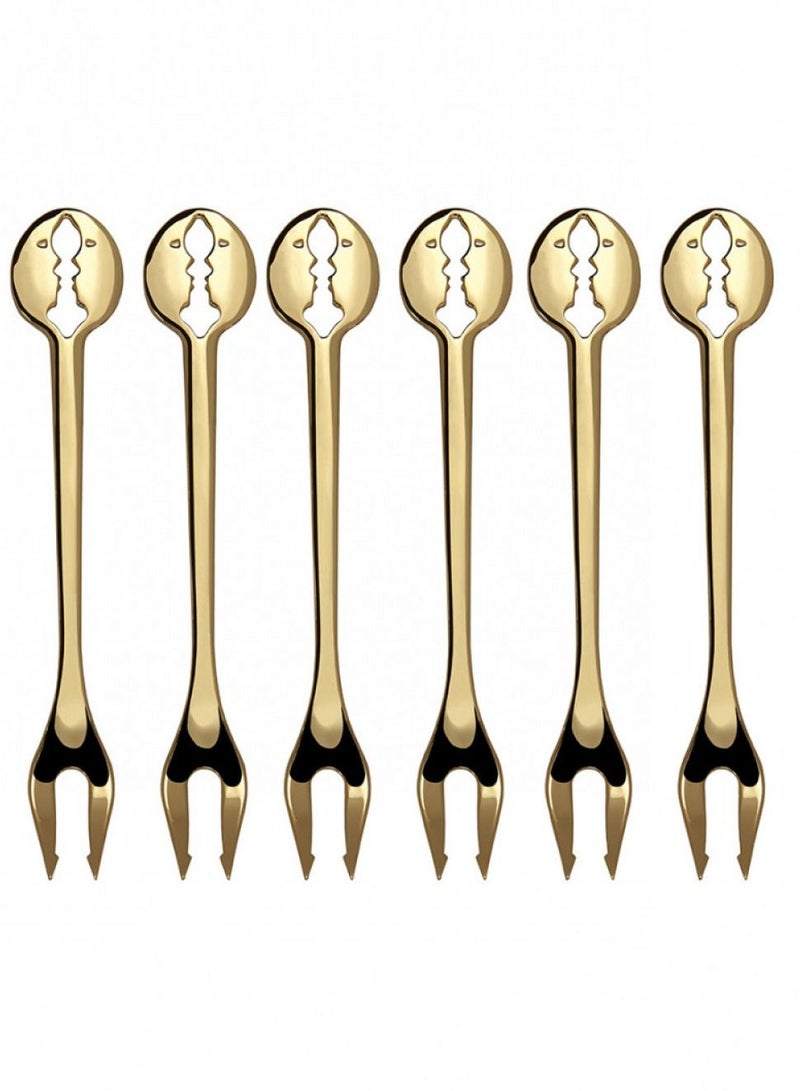 Casa Bugatti Kiss 6pc Party Fork - Gold