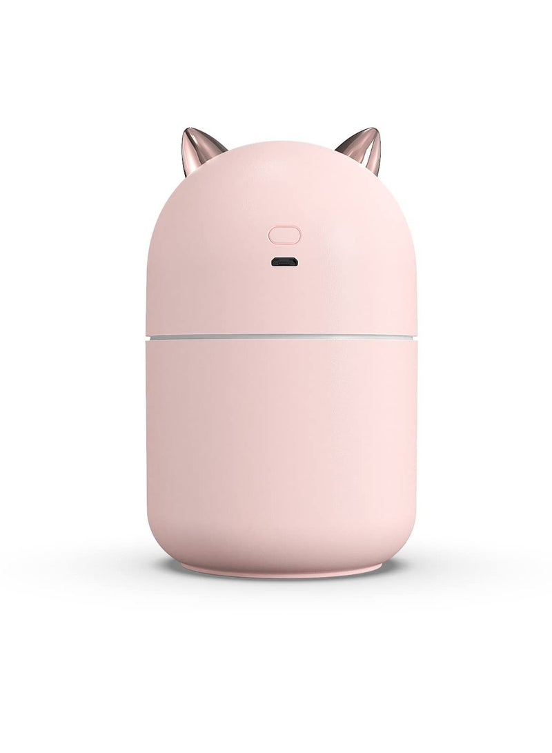 Portable Small Humidifier 300ml Mini Cool Mist Humidifier with Night Light USB Personal Humidifier Auto Shut Off Super Silent 2 Spray Modes Pink