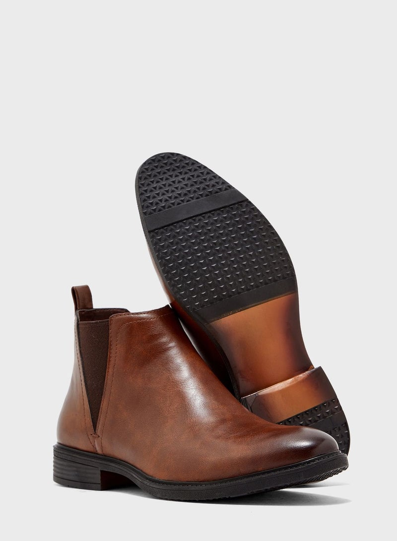 Faux Leather Chelsea Boots