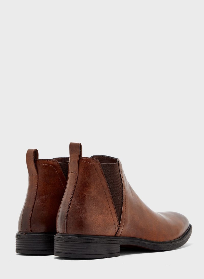 Faux Leather Chelsea Boots