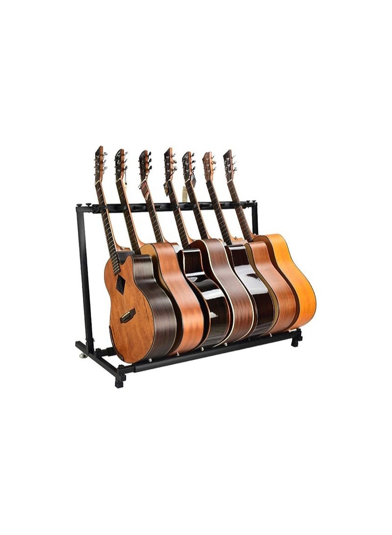 Guitar Bass Stand for Multiple Guitars Display Foldable Rack (7-Space)