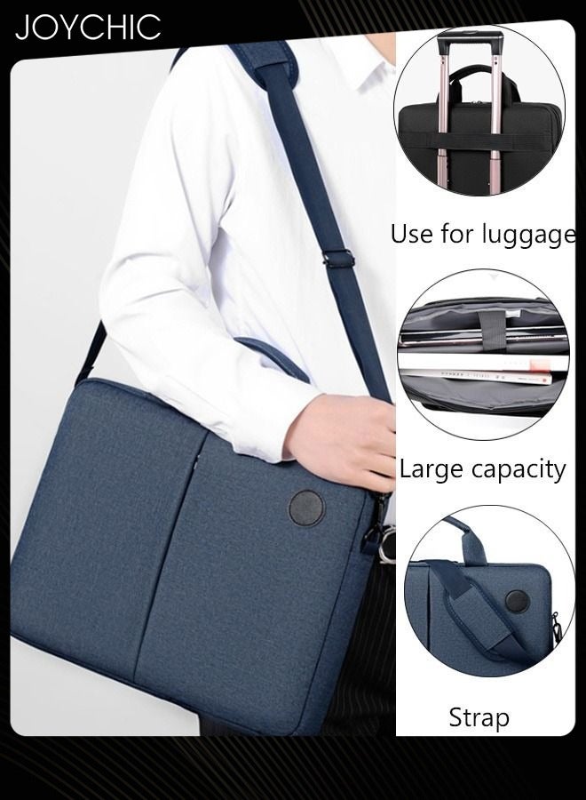 360° Protective Laptop Netbook Messenger Shoulder Bag with Adjustable Shoulder Straps Durable Wear-resistant Briefcase for Men Women School Work Travel Navy