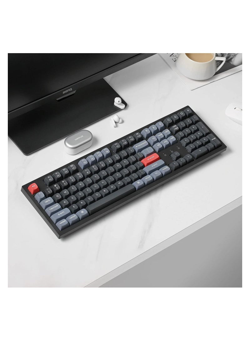 K10 Pro QMK/VIA Custom Wireless Mechanical Keyboard, Hot-Swappable Full Size 108 Keys Programmable RGB LED Backlit Brown Switch, Bluetooth/USB-C Wired Gaming Keyboard for Mac Windows Linux