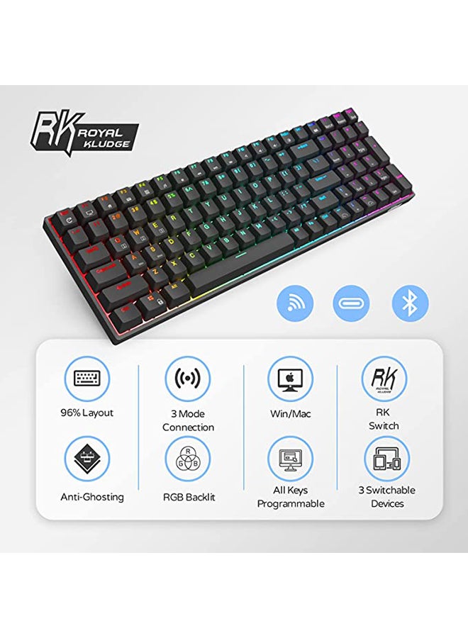 RK100 Tri - Mode Hot Swapable RGB Mechanical Gaming Keyboard Blue Switch