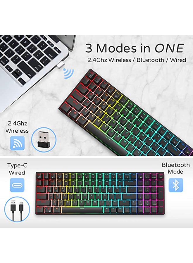 RK100 Tri - Mode Hot Swapable RGB Mechanical Gaming Keyboard Blue Switch