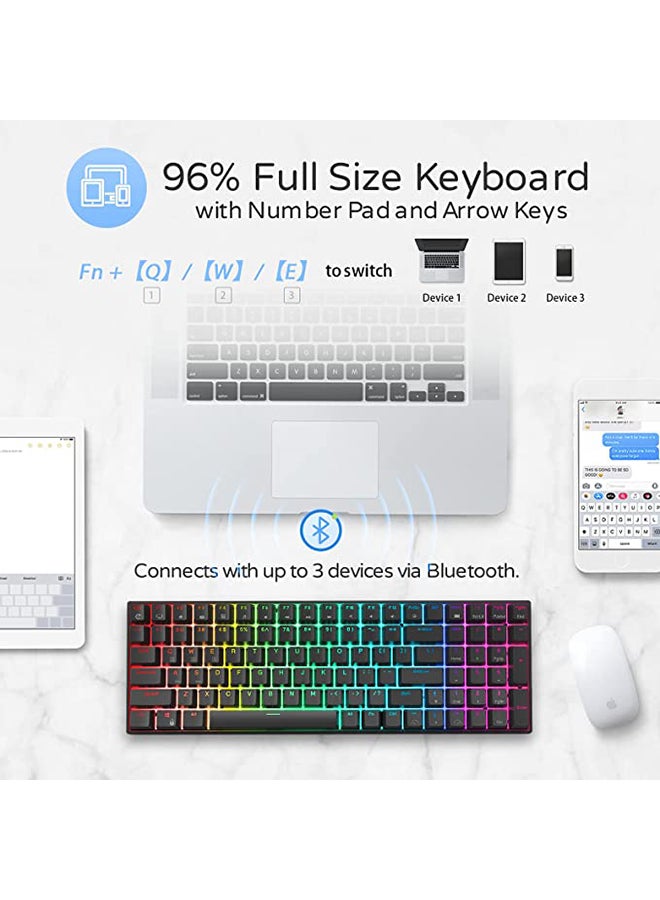 RK100 Tri - Mode Hot Swapable RGB Mechanical Gaming Keyboard Blue Switch