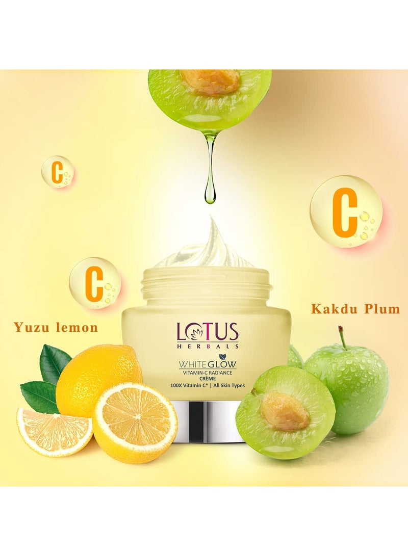 Lotus Herbals WhiteGlow Vitamin C Radiance Cream SPF 20 For Dark Spots and Dull Skin Anti- Pollution 50g