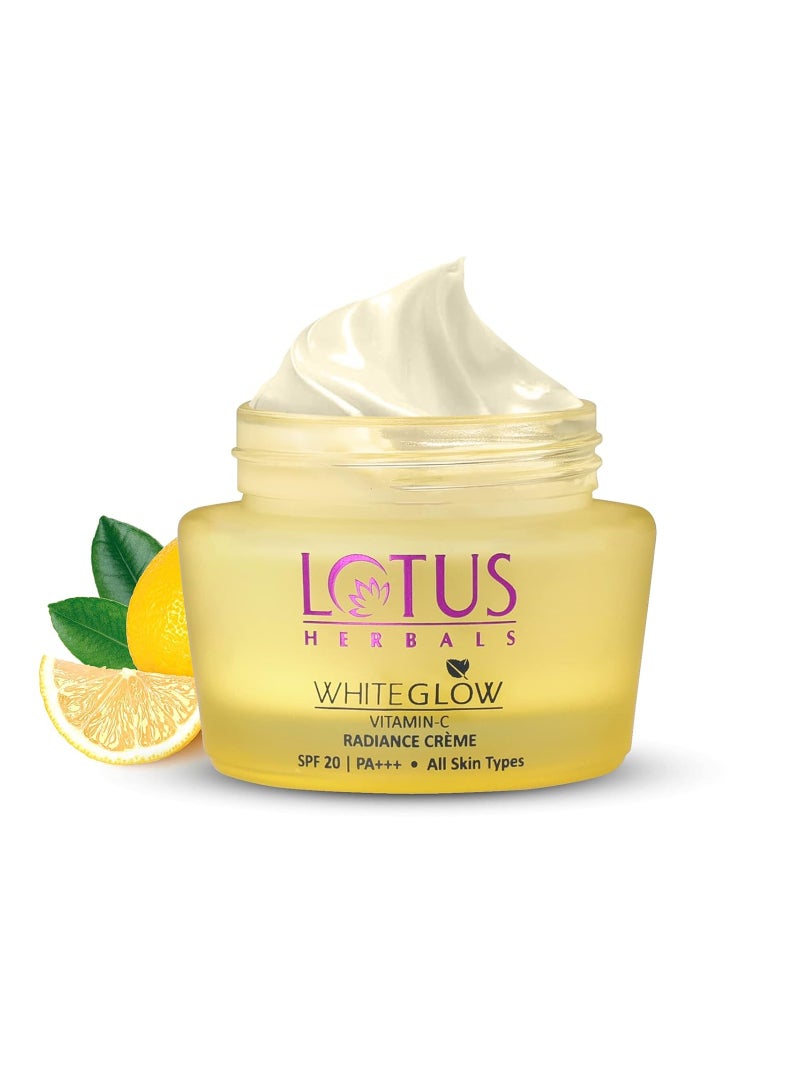 Lotus Herbals WhiteGlow Vitamin C Radiance Cream SPF 20 For Dark Spots and Dull Skin Anti- Pollution 50g