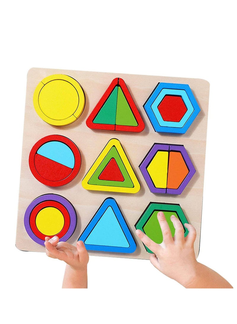 Wooden Geometric Shapes Block Puzzles - 27 Pcs