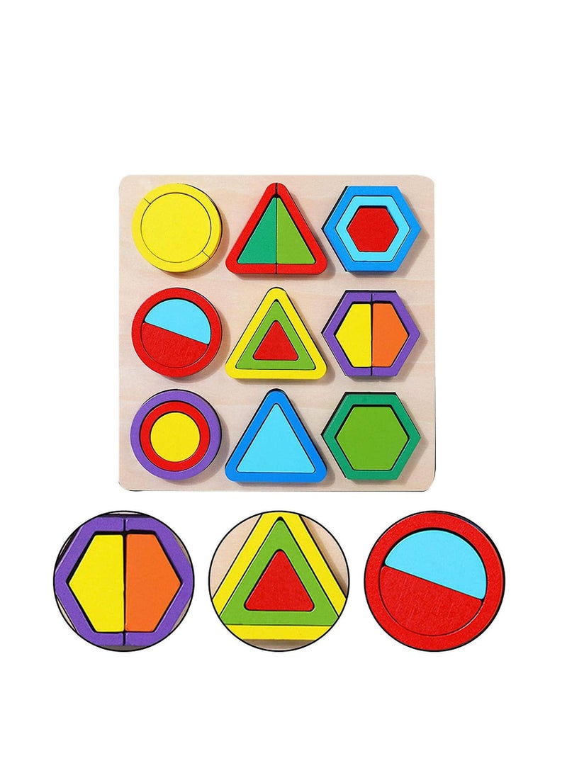 Wooden Geometric Shapes Block Puzzles - 27 Pcs