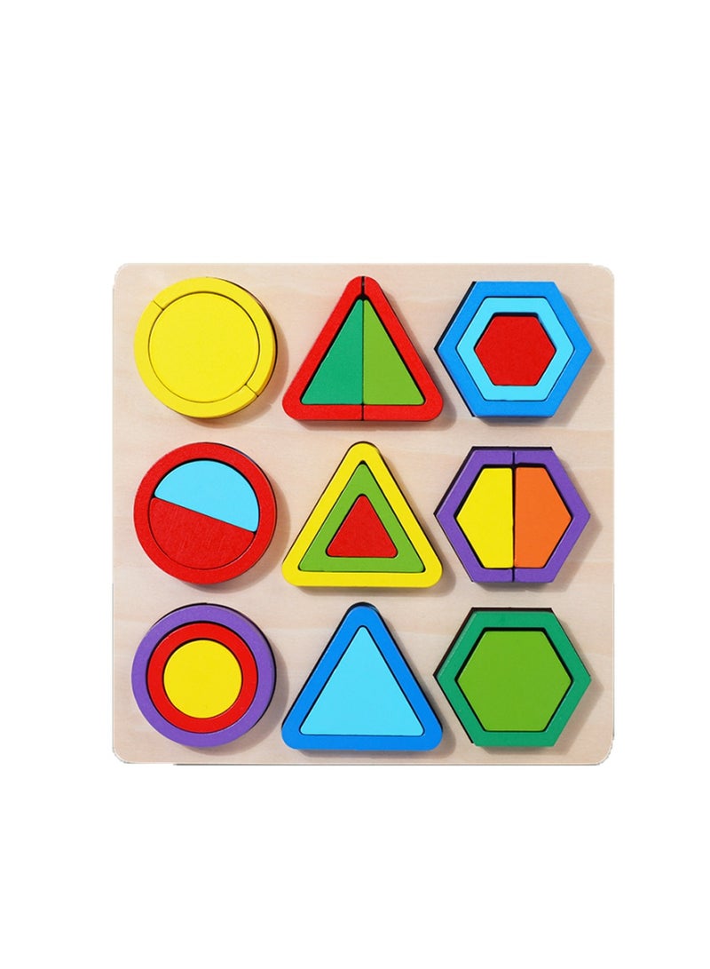 Wooden Geometric Shapes Block Puzzles - 27 Pcs