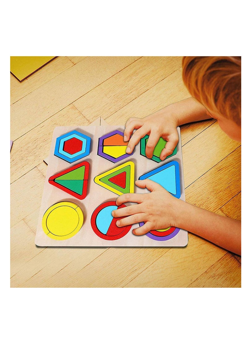 Wooden Geometric Shapes Block Puzzles - 27 Pcs