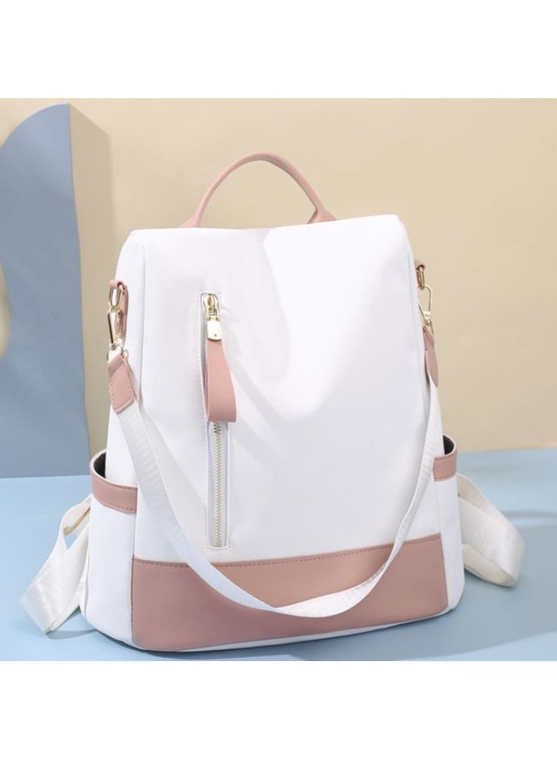 Korean Versatile Contrast Backpack Fashion Casual Soft Leather Backpack