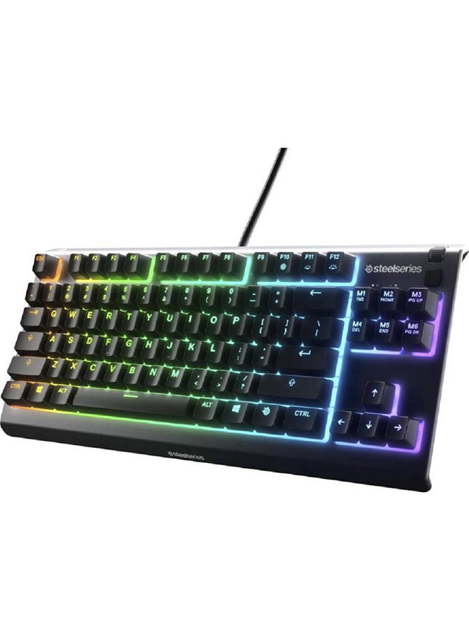 Apex 3 TKL Wired Membrane Gaming Keyboard, With 8 Zone RGB Backlighting, IP32 Water Resistant, Gaming Grade, US Layout, Black | 64831