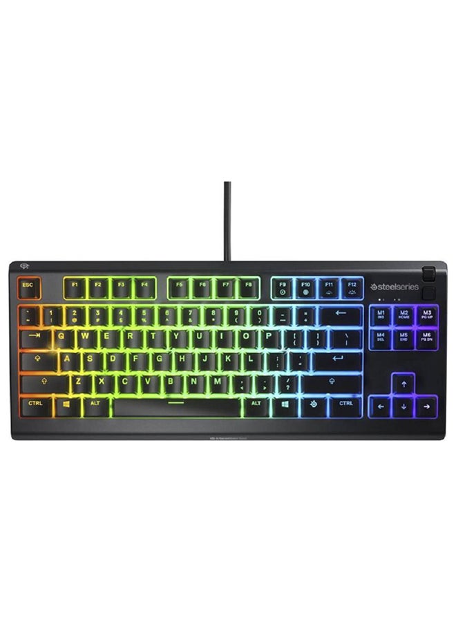 Apex 3 TKL Wired Membrane Gaming Keyboard, With 8 Zone RGB Backlighting, IP32 Water Resistant, Gaming Grade, US Layout, Black | 64831