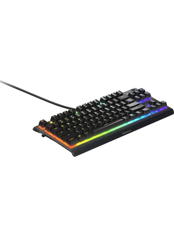 Apex 3 TKL Wired Membrane Gaming Keyboard, With 8 Zone RGB Backlighting, IP32 Water Resistant, Gaming Grade, US Layout, Black | 64831