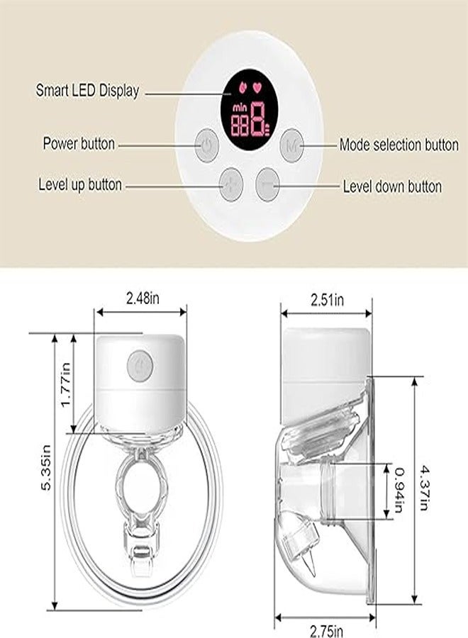 Wearable Double Electric Breast Pump, Low Noise, Smart Display, 2 Modes 9 Levels