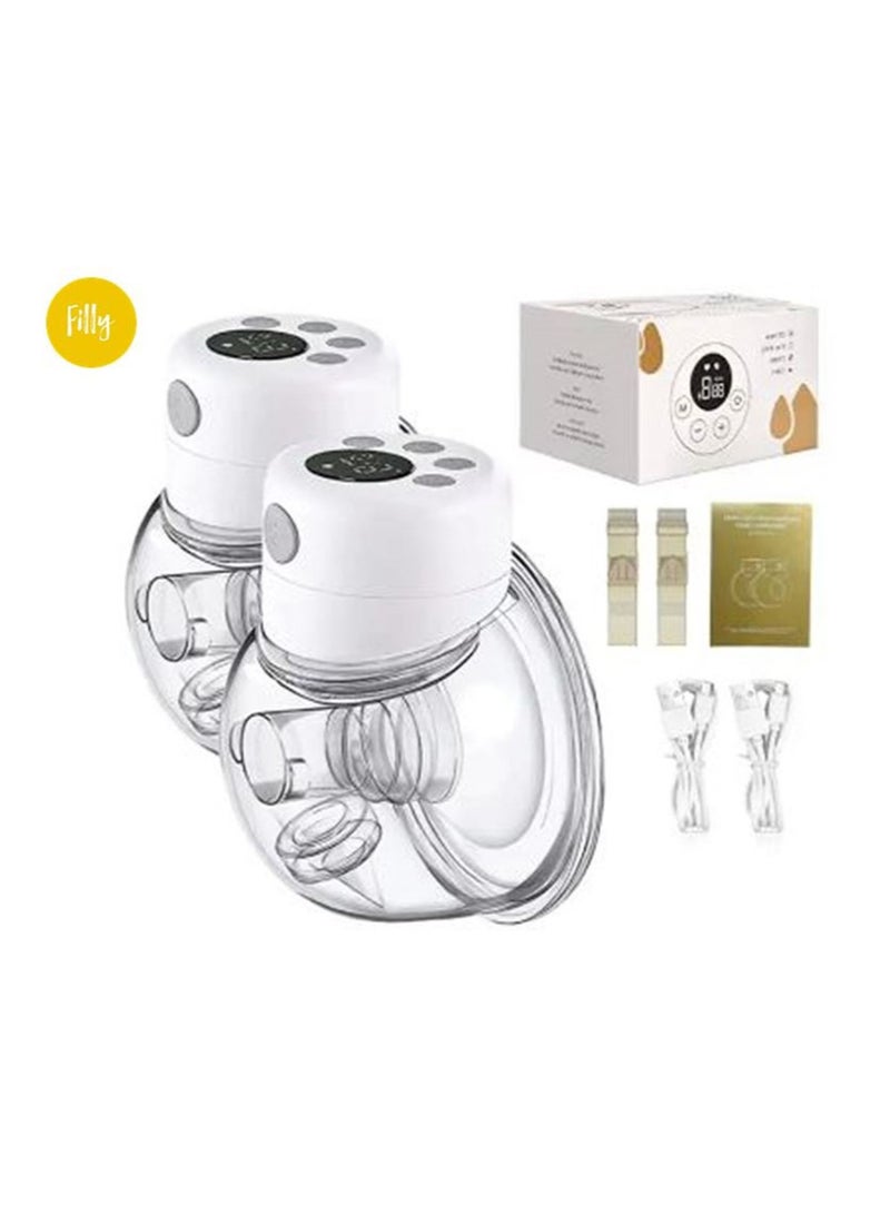 Wearable Double Electric Breast Pump, Low Noise, Smart Display, 2 Modes 9 Levels