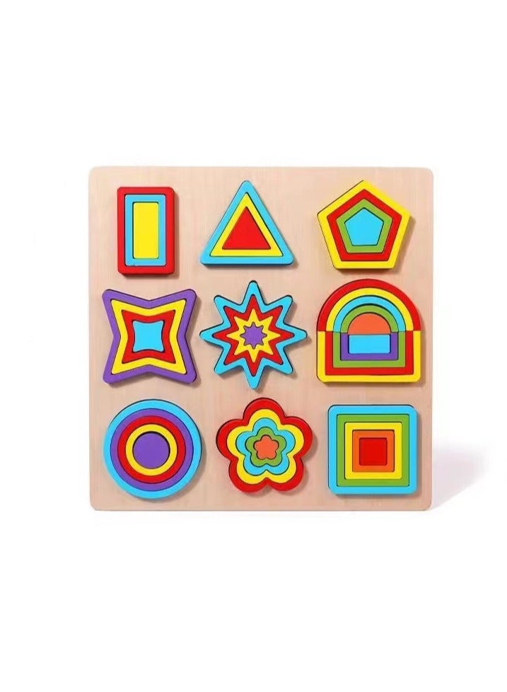 Wooden Geometric Shapes Block Puzzles - 43 Pcs