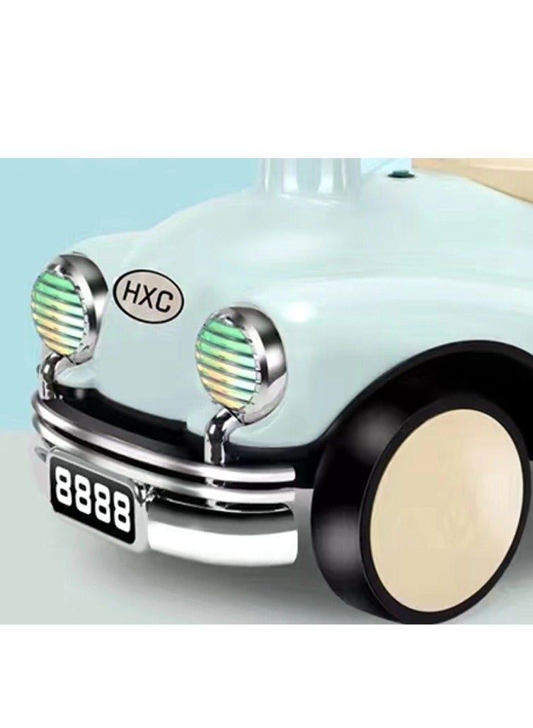 Kiara Kids Balancing Ride-On Vintage Car with Steering Wheels - Blue and Black