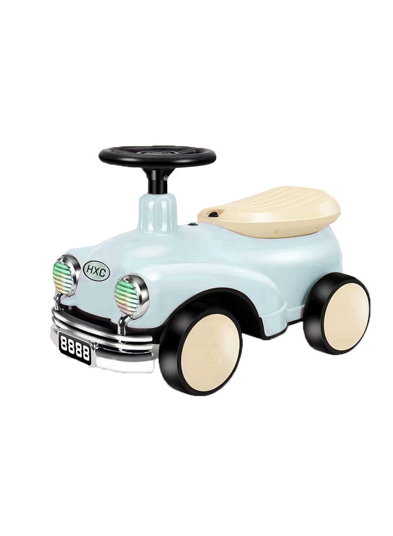 Kiara Kids Balancing Ride-On Vintage Car with Steering Wheels - Blue and Black