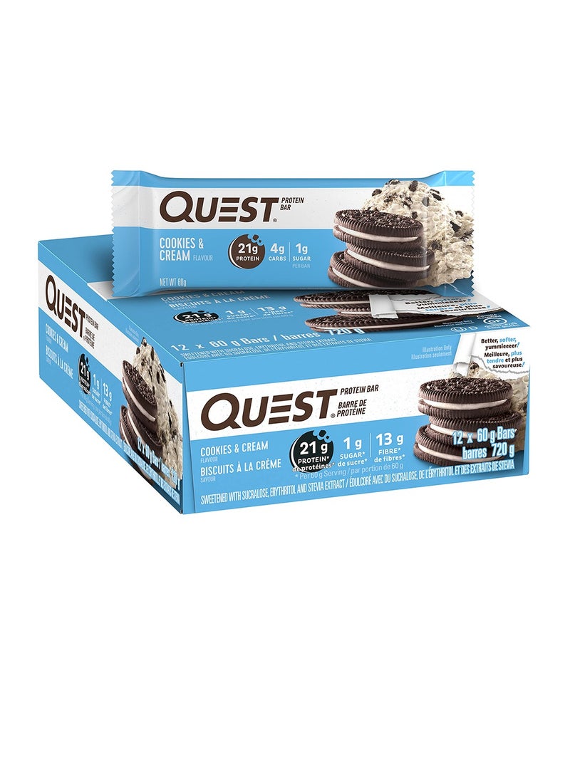 Protein Bar Cookies & Cream 60g Pack of 12
