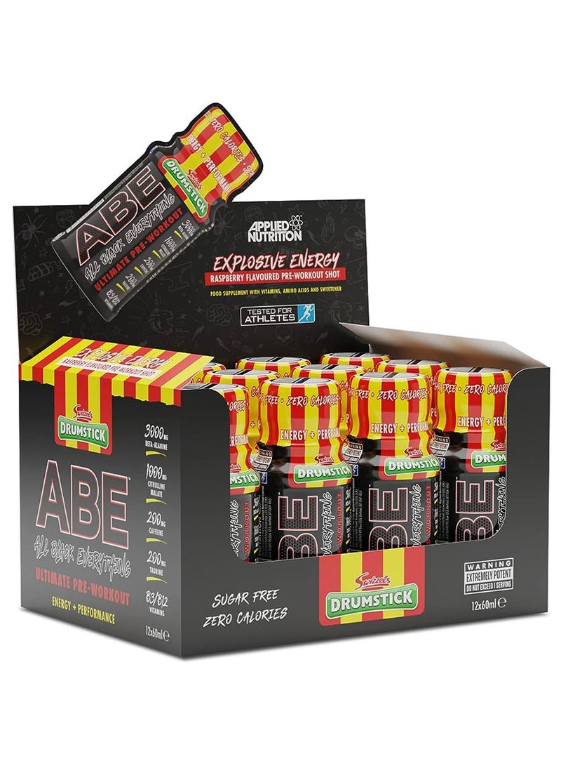 ABE Ultimate Pre Workout Drumstick Shot  Raspberry 60ml Pack of 12