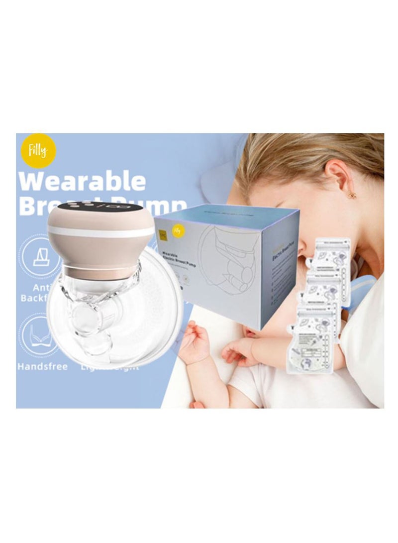 Electric Breast Milk Pump BPA Free Silicone Wearable Milk Extractor Painless Hands free Breast Pump Electric 1600mAh with Additional Milk Storage Bags