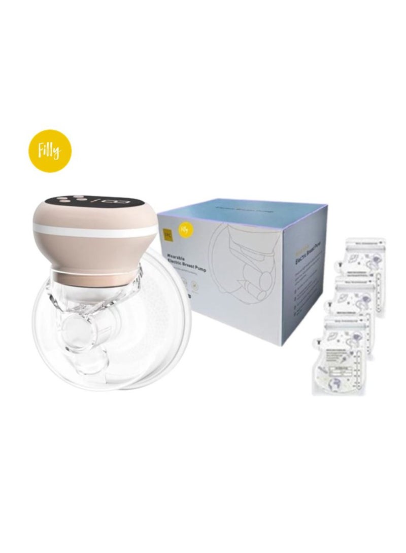 Electric Breast Milk Pump BPA Free Silicone Wearable Milk Extractor Painless Hands free Breast Pump Electric 1600mAh with Additional Milk Storage Bags