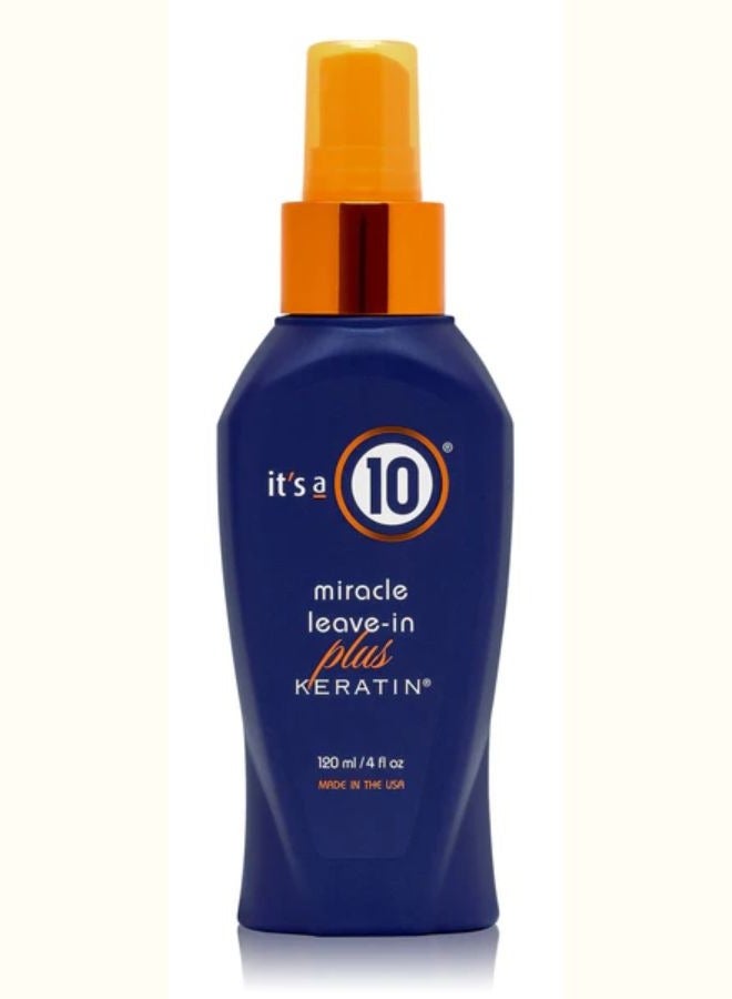 Miracle Leave In Plus Keratin For Unisex 4 oz Spray, Hair Strength, Rebuilding, Heat, Protectant Spray, Frizz-Free Hair, Moisture Restoration, Protein Replenishment