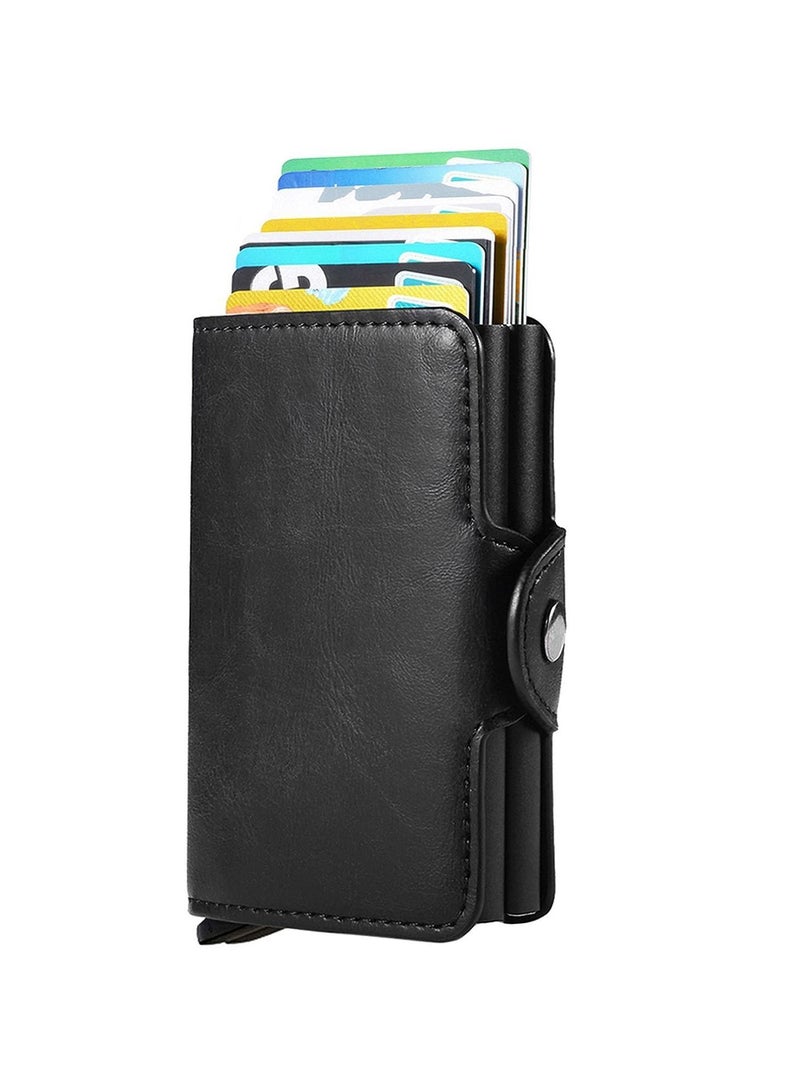 Wallet for Men Credit Card Holder Automatic Pop Up Wallet with RFID Leather Slim Card Case Front Pocket Anti-theft Travel Thin Wallets Metal Money Organizers
