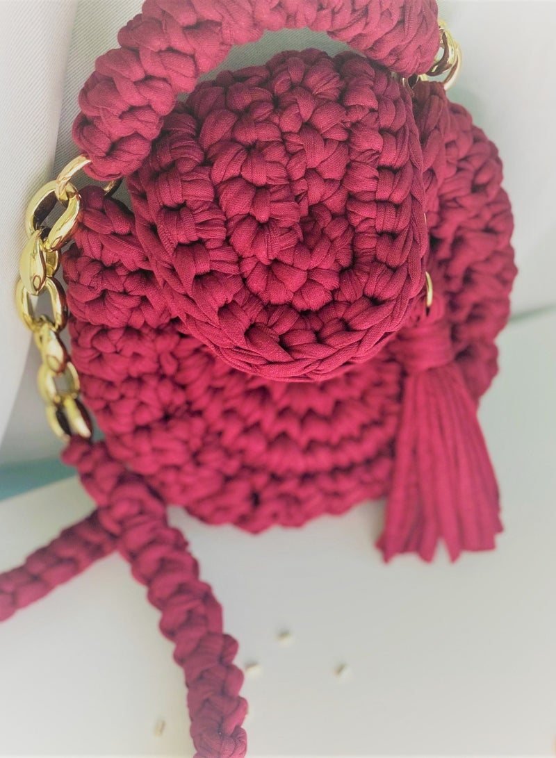 Braided Maroon and Gold Oreo Style Bag