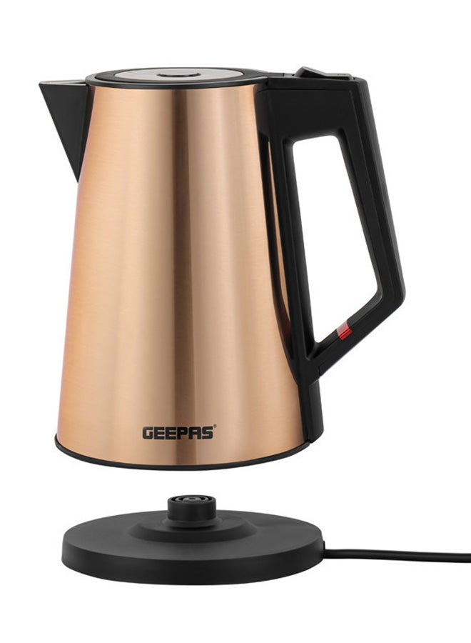 Three Layer Stainless Steel Electric Kettle| 360-Degrees Rotation, Boil Dry Protection and Automatic Cut-Off| Perfect for Boiling Water, Milk, Tea| 1850-2200 W, Seamless Welding| 2 Years Warranty, Metallic brown Color 1.7 L 2200 W GK38033 Gold/Black