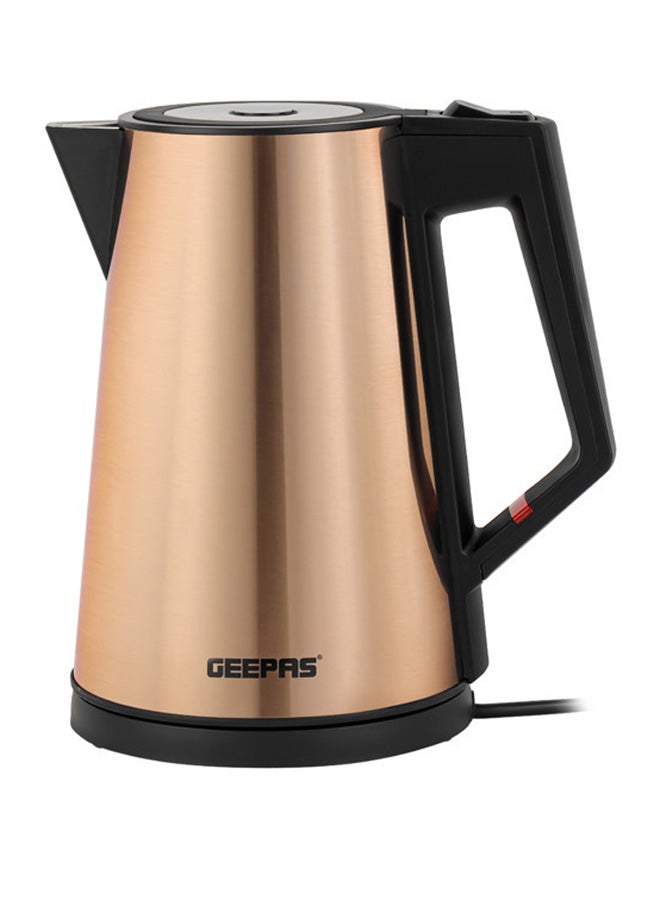 Three Layer Stainless Steel Electric Kettle| 360-Degrees Rotation, Boil Dry Protection and Automatic Cut-Off| Perfect for Boiling Water, Milk, Tea| 1850-2200 W, Seamless Welding| 2 Years Warranty, Metallic brown Color 1.7 L 2200 W GK38033 Gold/Black