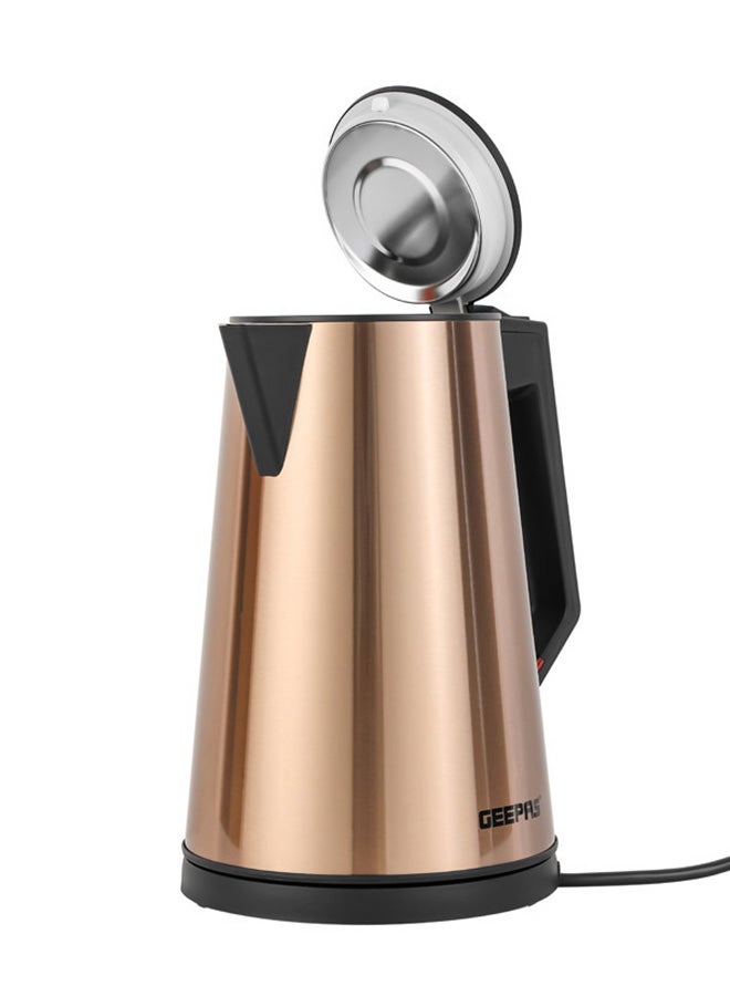 Three Layer Stainless Steel Electric Kettle| 360-Degrees Rotation, Boil Dry Protection and Automatic Cut-Off| Perfect for Boiling Water, Milk, Tea| 1850-2200 W, Seamless Welding| 2 Years Warranty, Metallic brown Color 1.7 L 2200 W GK38033 Gold/Black