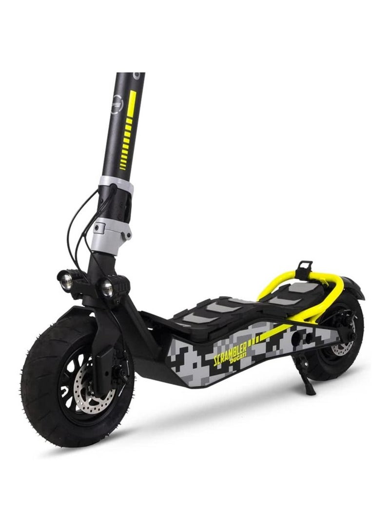Ducati Scrambler E-scooter Cross E Sport with Turn Signals, Stylish Design with Powerful 500W Brushless Motor, Max Range 40Km, 6.5” Fat Anti Puncture Tubeless Tires large 3.5” LCD display-Grey
