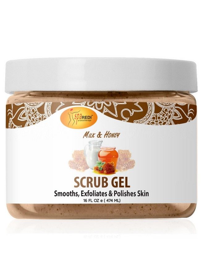 Exfoliating Scrub Pumice Gel Milk and Honey 16 Oz Manicure Pedicure and Body Exfoliator Infused with Hyaluronic Acid Amino Acids Panthenol and Comfrey Extract