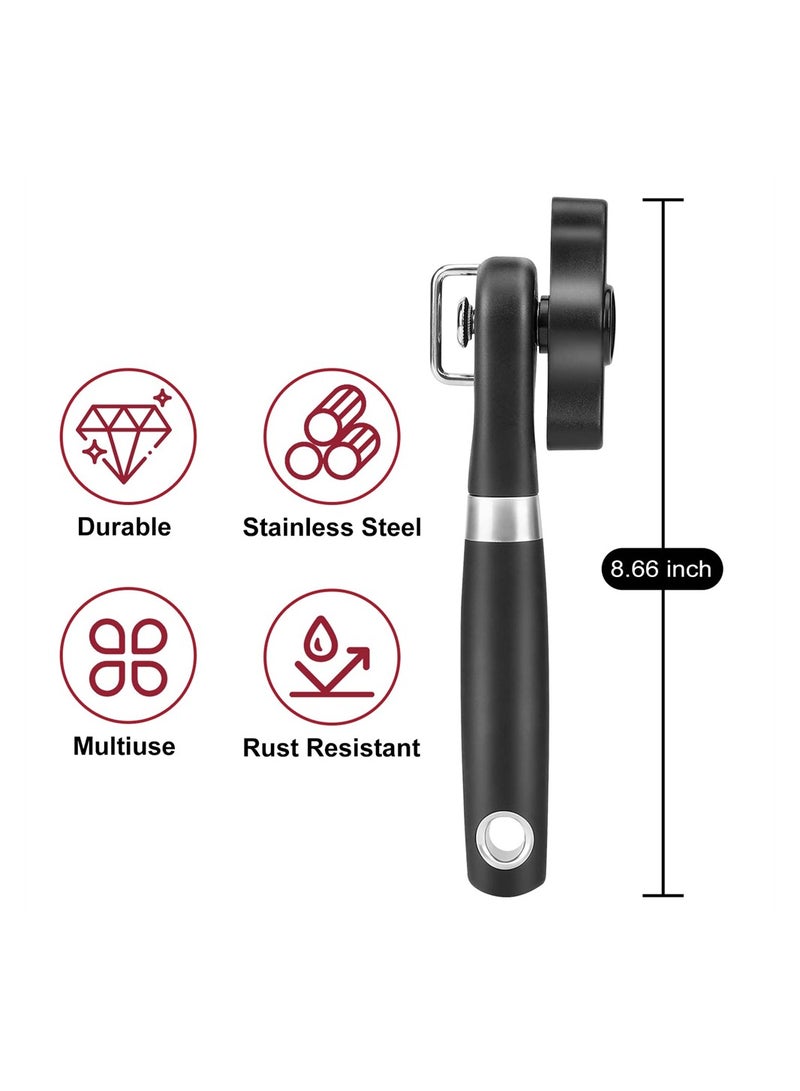 Can Opener Manual, Safe Cut Can Opener With Smooth Can Edge, Hand Can Opener with Ergonomic Hand Grip and Larger Turning Knob, Stainless Steel Can Opener, Fruit Cans Utensils for Kitchen