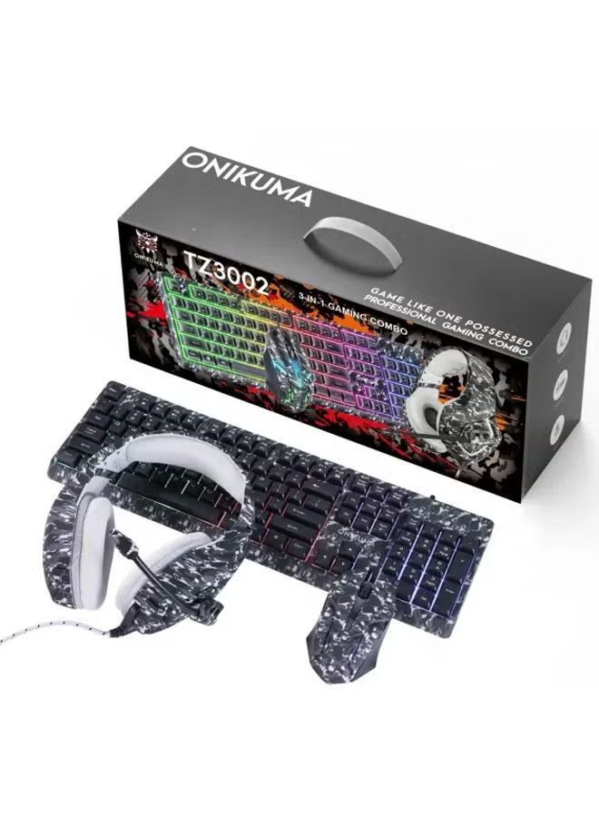 Onikuma 3-in-1 Gaming Combo Wired Keyboard And Mouse With Headphone