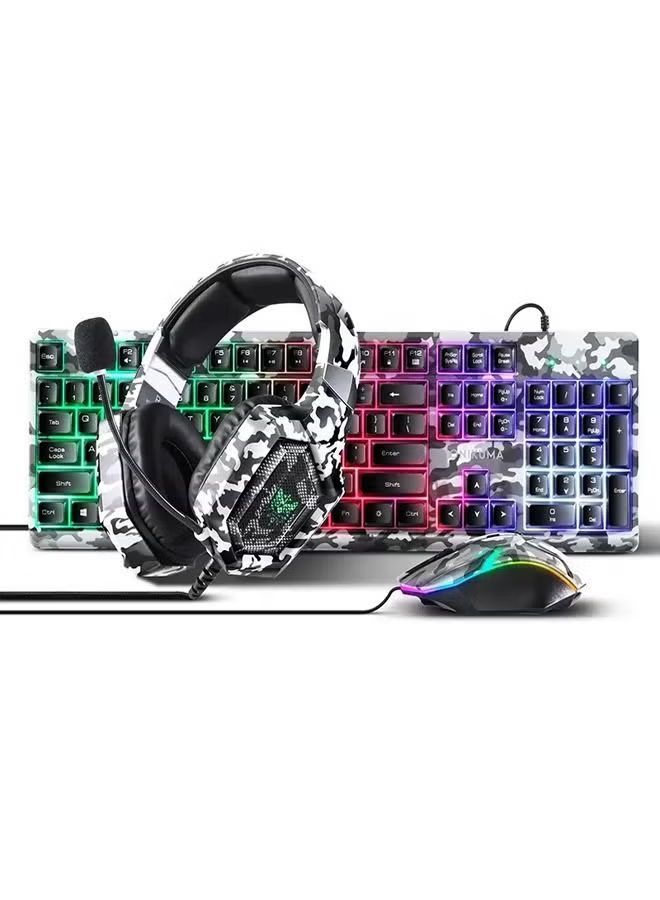 3-in-1 Gaming Combo Wired Keyboard And Mouse With Headphone