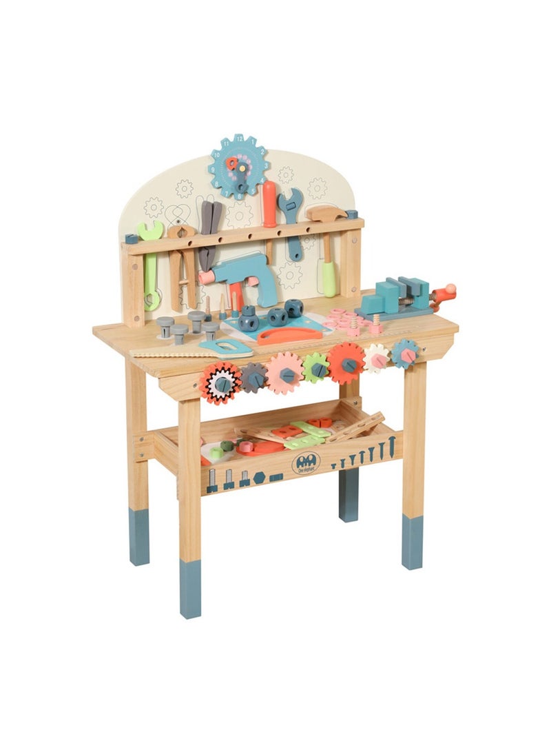 COOLBABY Wooden Tool Workbench for Kids Building Tools Sets Pretend Play Toys Wooden Tool Bench Workshop Workbench