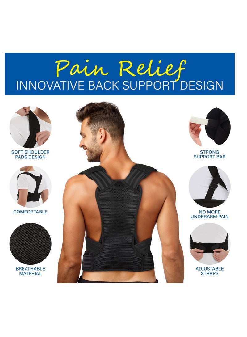 Posture Corrector, for Women and Men Back Straightener Posture Corrector Adjustable Size Back Brace for Posture Providing Pain Relief from Neck Shoulder and Upper Back (Large)