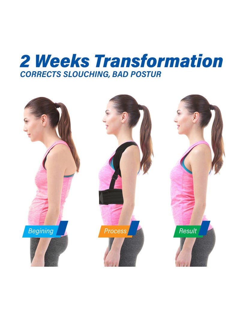 Posture Corrector, for Women and Men Back Straightener Posture Corrector Adjustable Size Back Brace for Posture Providing Pain Relief from Neck Shoulder and Upper Back (Large)