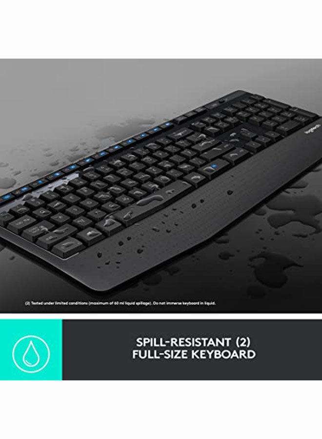 MK345 Wireless Keyboard and Mouse Combo – Full-Size QWERTY Keyboard with Palm Rest, Right-Handed Optical Mouse, 2.4GHz Wireless USB Receiver, Spill-Resistant, 1000 DPI, Long Battery Life, Compatible with Windows, macOS, ChromeOS Black