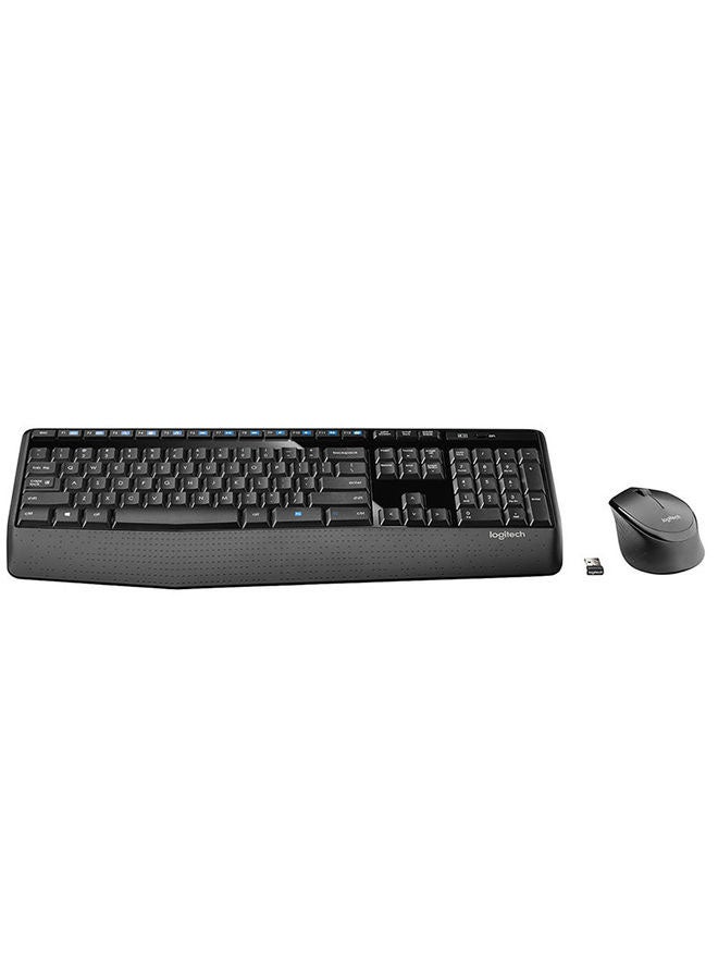 MK345 Wireless Keyboard and Mouse Combo – Full-Size QWERTY Keyboard with Palm Rest, Right-Handed Optical Mouse, 2.4GHz Wireless USB Receiver, Spill-Resistant, 1000 DPI, Long Battery Life, Compatible with Windows, macOS, ChromeOS Black